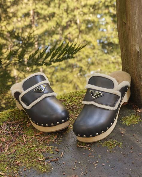 prada womens clogs|Prada shearling clog.